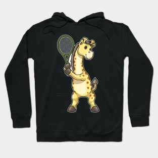 Giraffe at Tennis with Tennis racket Hoodie